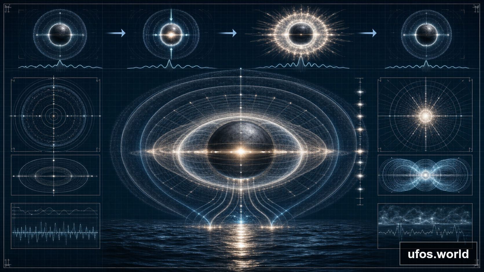 DOW-UAP-PR056, "Spherical UAP pulsing over water [CALLSIGN]"