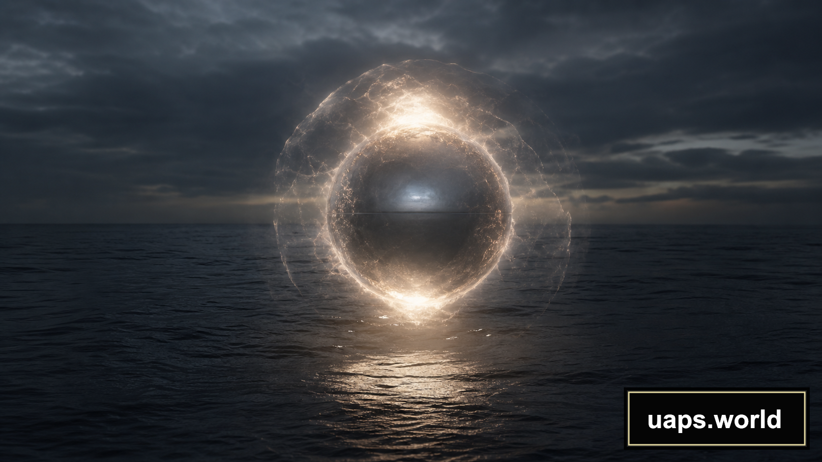 DOW-UAP-PR056, "Spherical UAP pulsing over water [CALLSIGN]"
